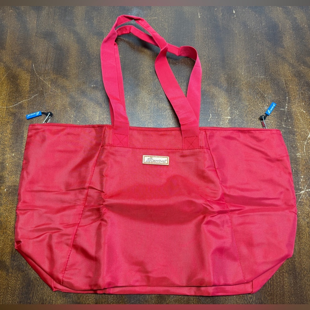NWT Bright Red Carnival Cruise Line Tote Bag Beach Pool Spacious Bag with pouch